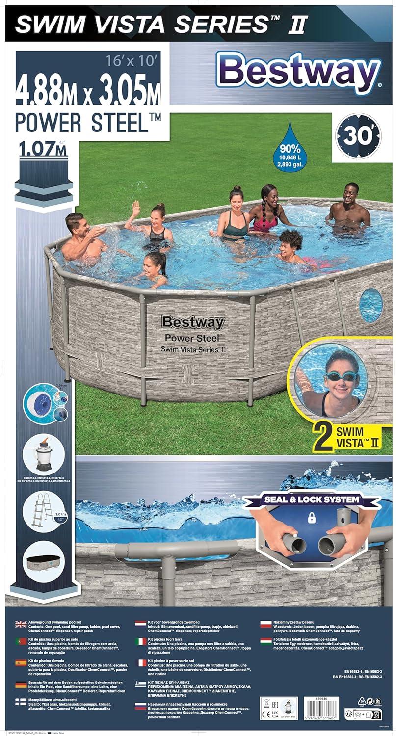 BWAGP BESTWAY POOLSET POWERSTEE VISTA 488X305X107 - Marah Kids