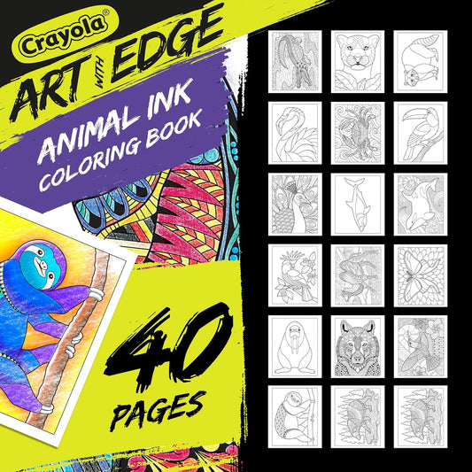 Crayola - Art With Edge, Animal Ink Doodle Activity Book - Marah Kids