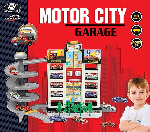 Power Joy Vroom Vroom Motor City Garage with 4 Cars - Marah Kids
