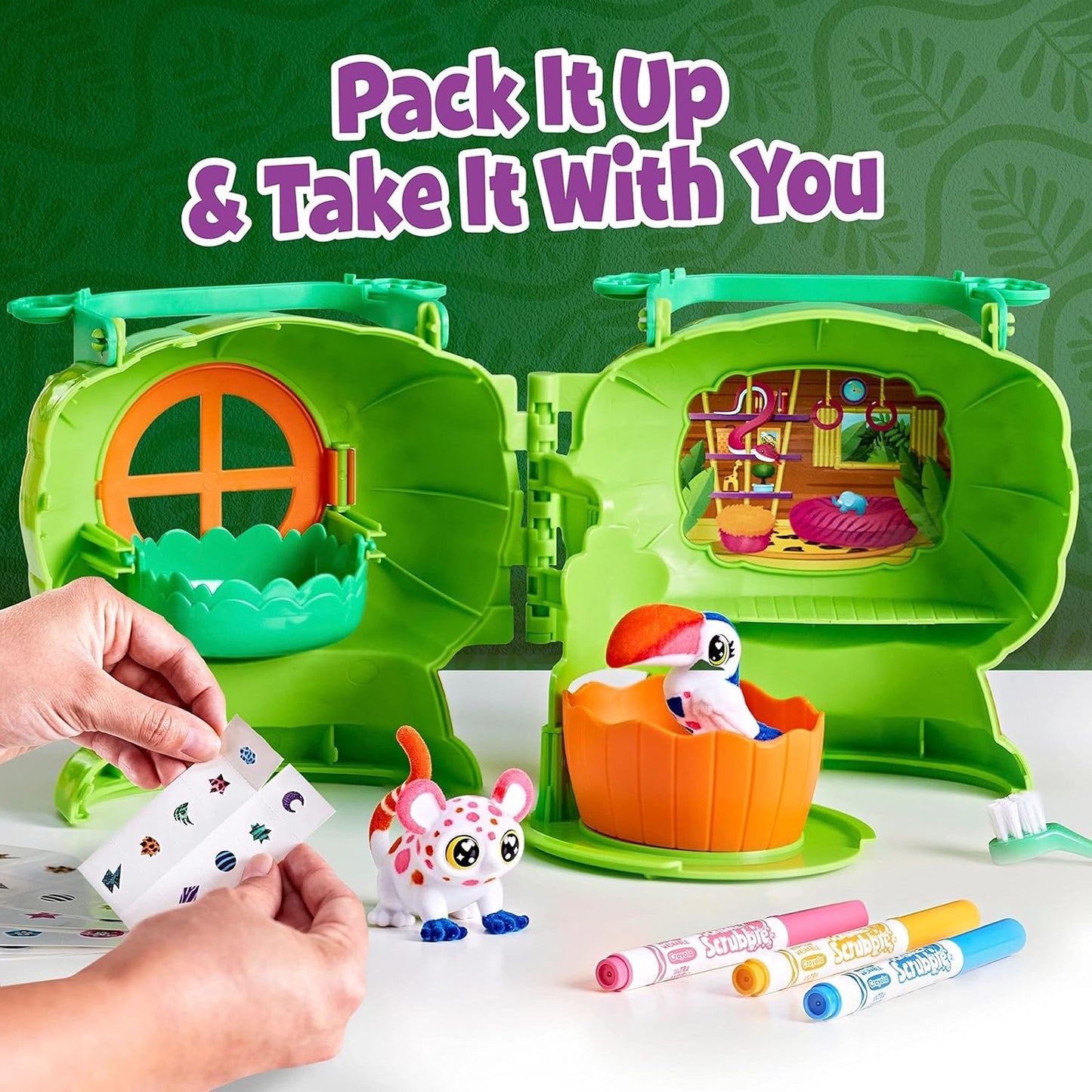 Crayola Scribble Scrubbie Pets Safari Treehouse, Toy Storage Case, Gift For Boys & Girls
