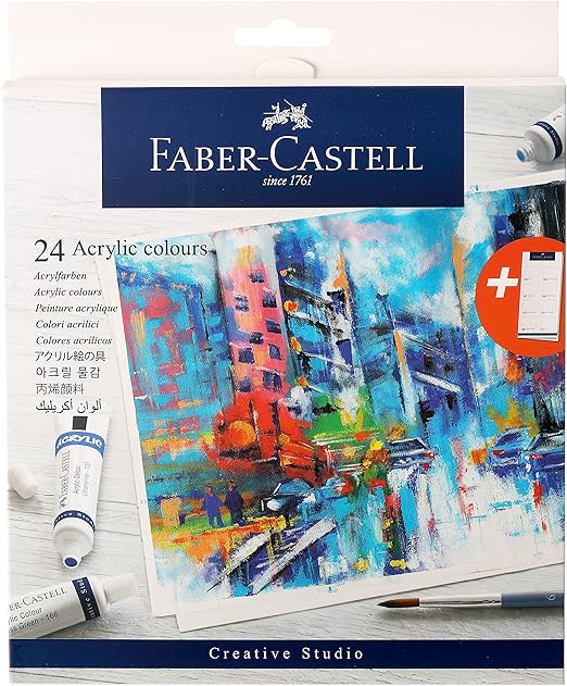 FABER - CASTELL ACRYLIC COLORS SET OF 24 X 9ML TUBES IN A CARDBOARD PACK - Marah Kids