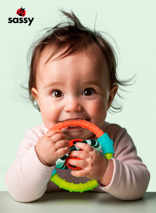Spin & Chew Teether Rattle - BPA - Free, Colorful Sensory Toy for Babies 0+ Months - Marah Kids