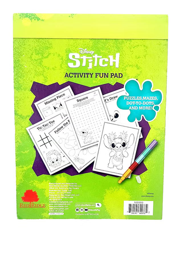 DISNEY STITCH ACTIVITY FUN PAD WITH STACKABLE CRAYON
