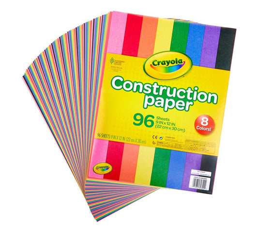 Crayola - Construction Paper, 96 Sheet 9 In x 12 in – Multicolour - Marah Kids