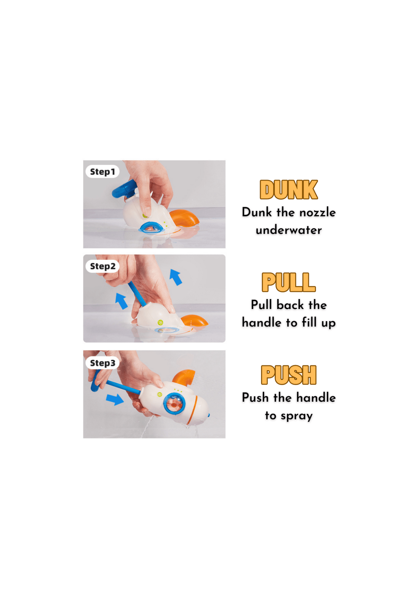 Pull Down Water Gun - Blue Submarine - Marah Kids