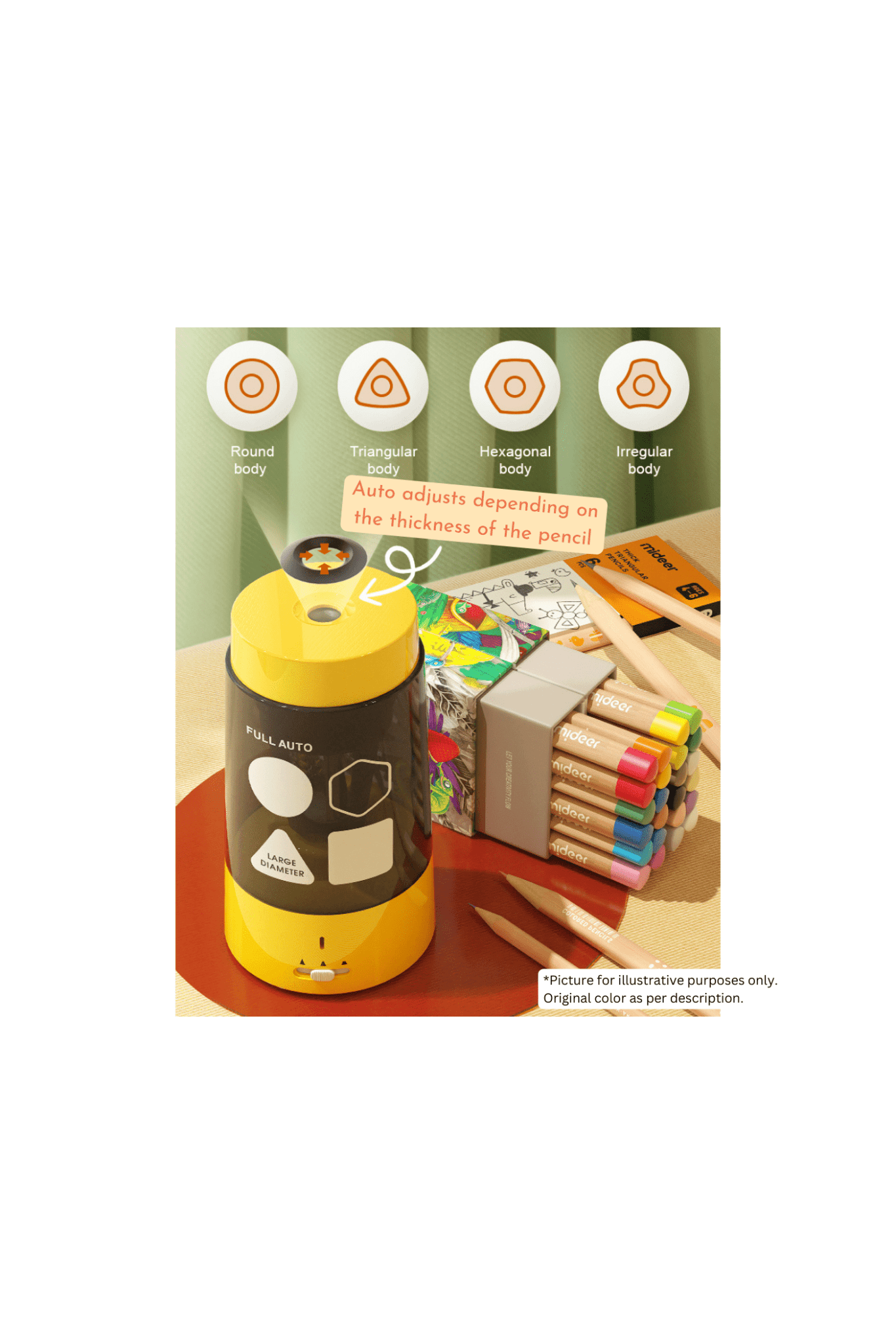 Automatic Pencil Sharpener - Yellow - Marah Kids