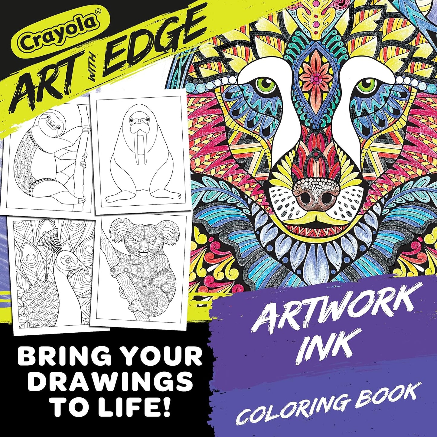 Crayola - Art With Edge, Animal Ink Doodle Activity Book - Marah Kids