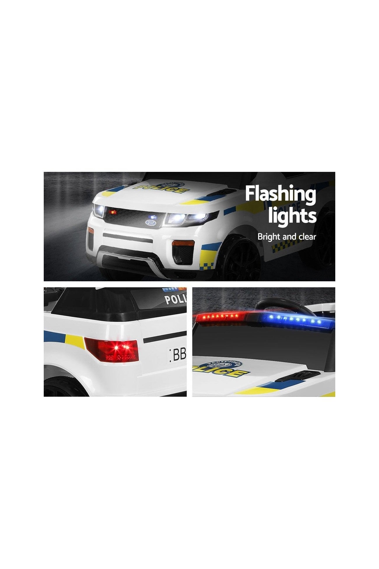 Amsham Kids Electric Police Car - White (12V) - Marah Kids