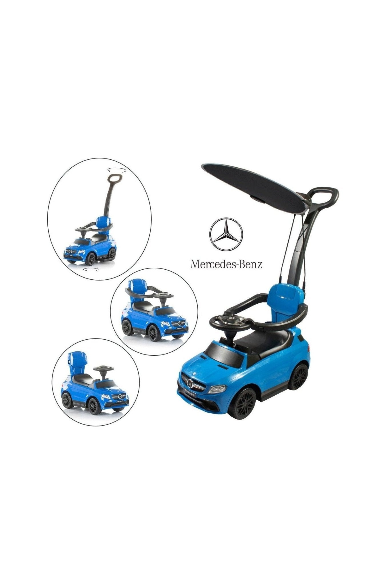 Mercedes Handle With Canpoy Push Car - Blue - Marah Kids