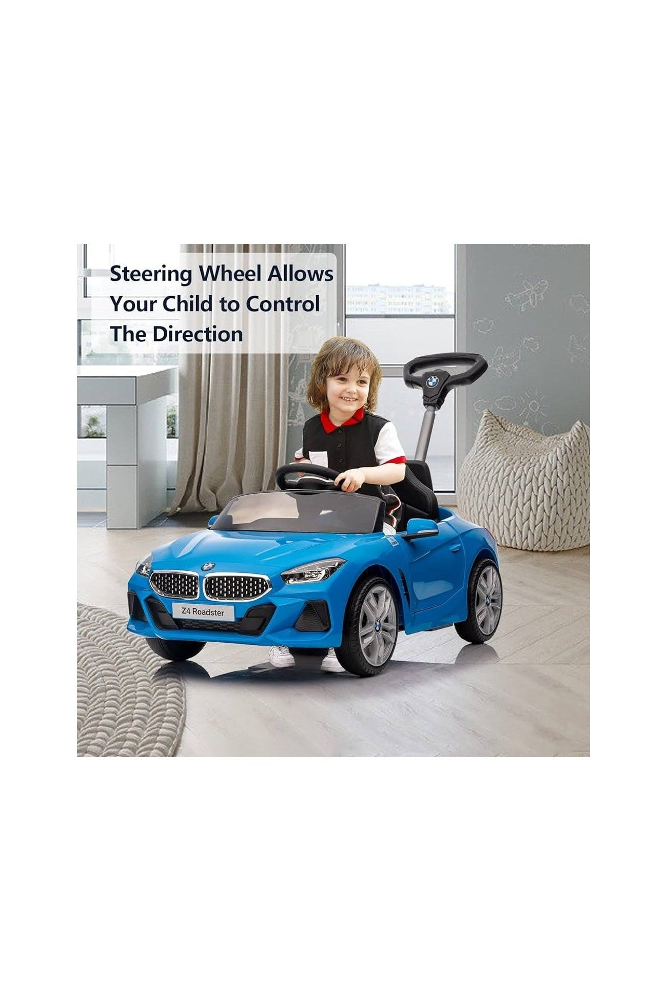 Bmw Z4 With Handle Push Car - Blue - Marah Kids
