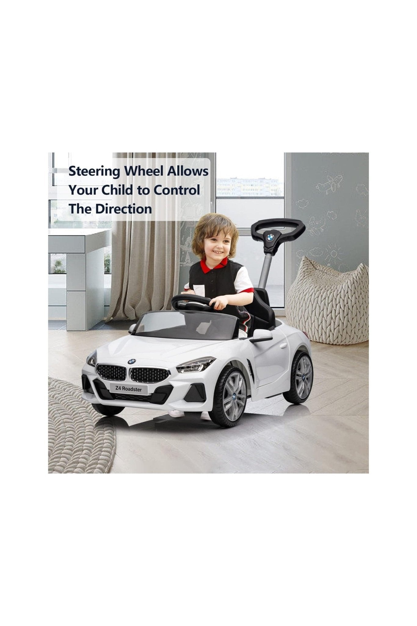 BMW Z4 With Handle Push Car - White - Marah Kids