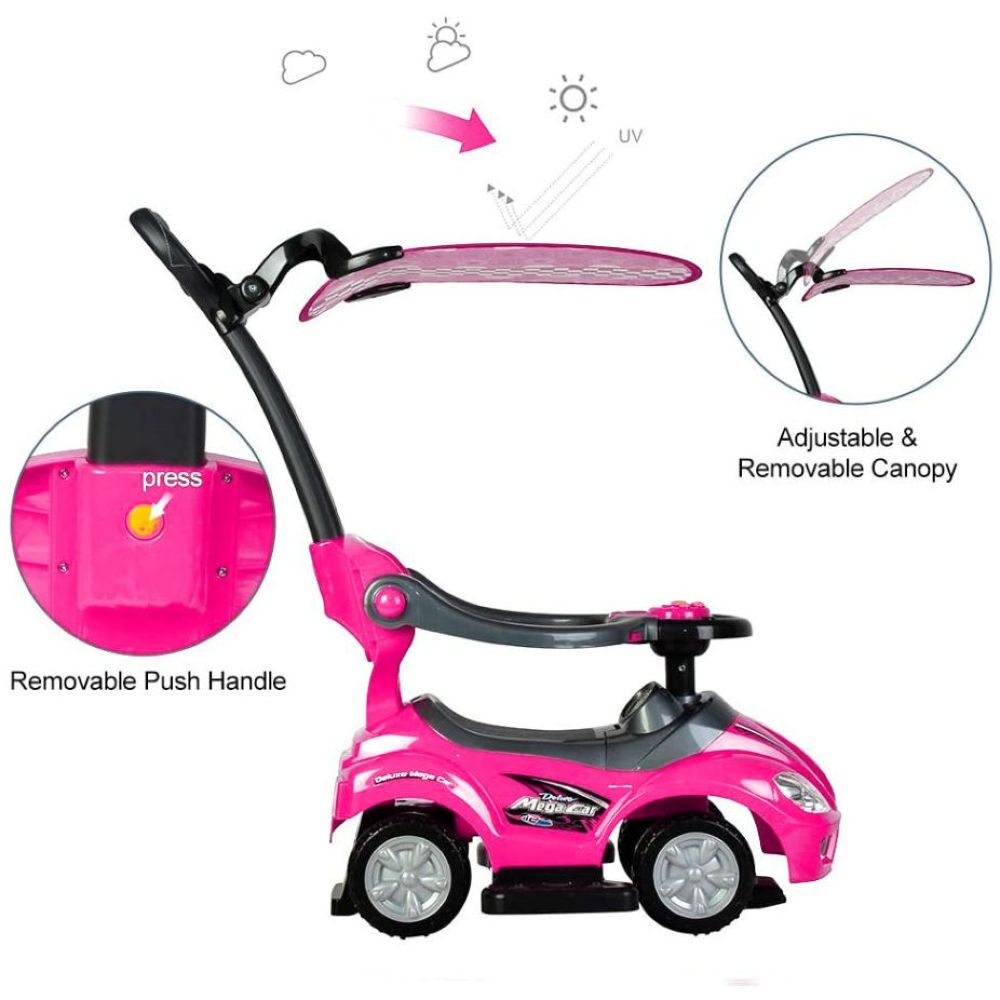 Amsham Mega Car Canpoy Pusher Car - Pink - Marah Kids
