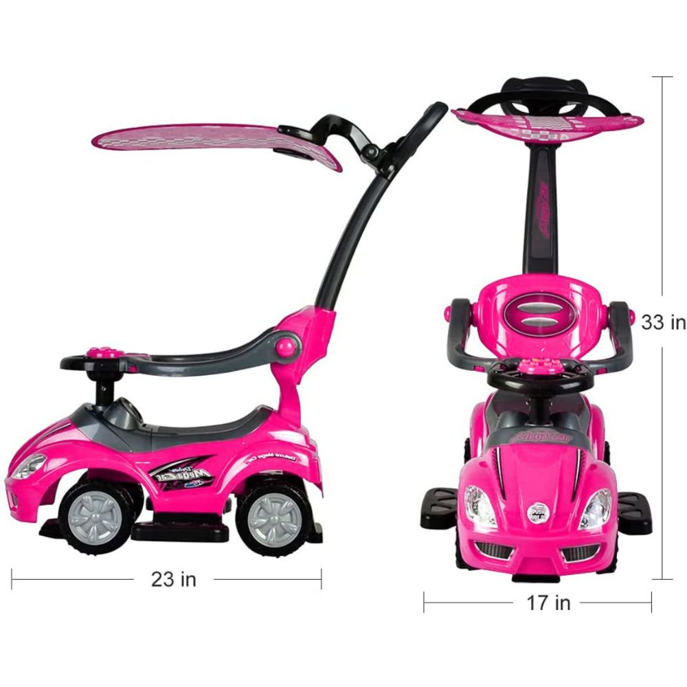 Amsham Mega Car Canpoy Pusher Car - Pink - Marah Kids