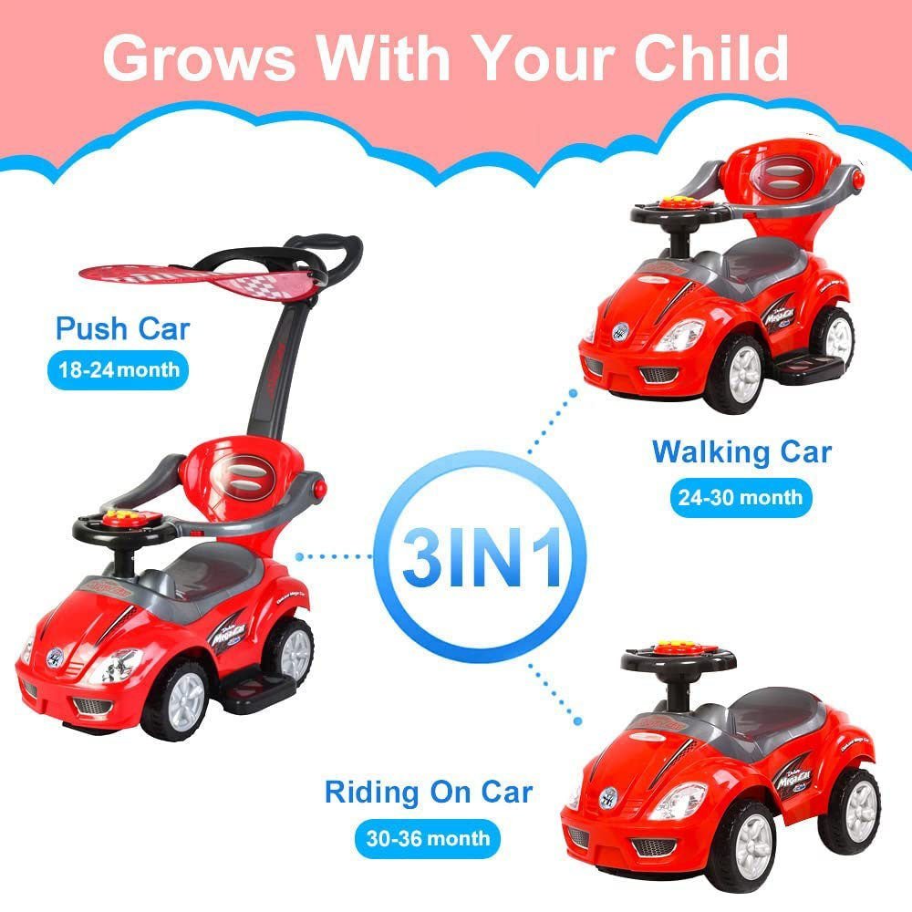 Amsham Mega Car Canpoy Pusher Car - Red - Marah Kids