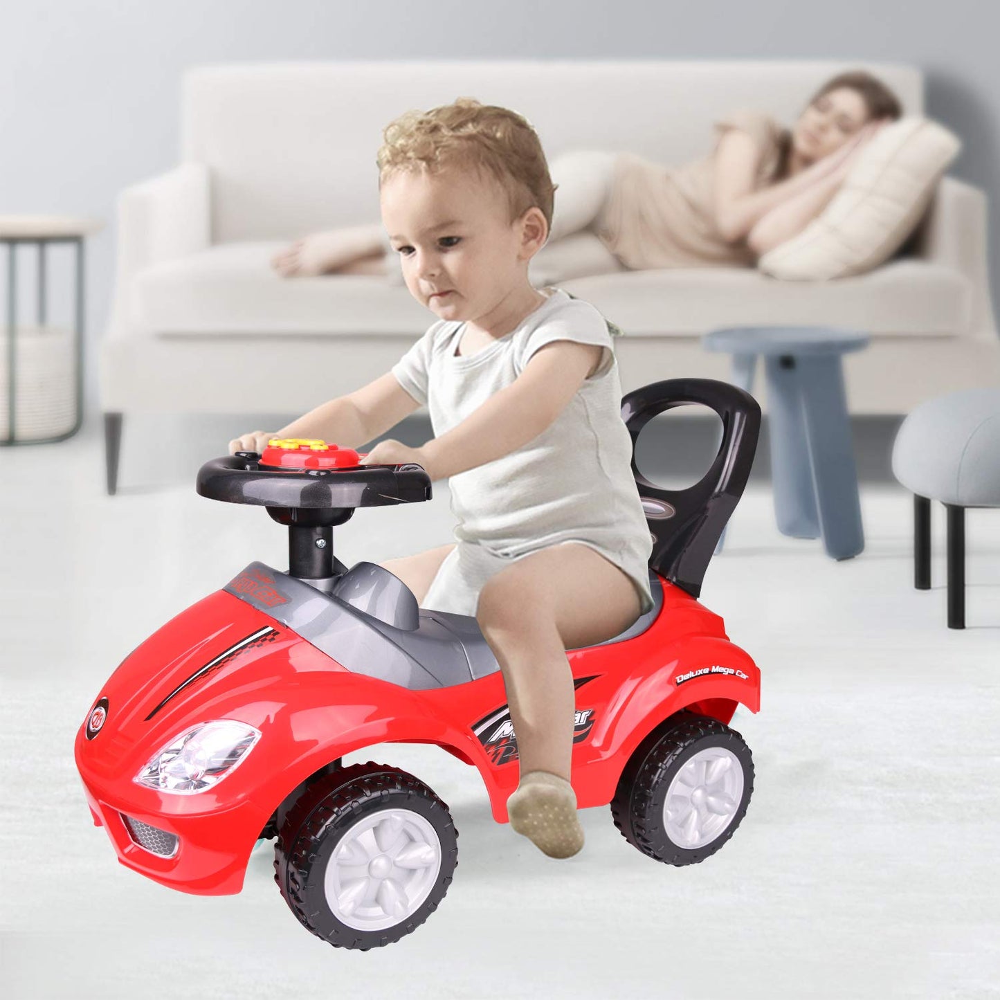 Amsham Mega Car Canpoy Pusher Car - Red - Marah Kids