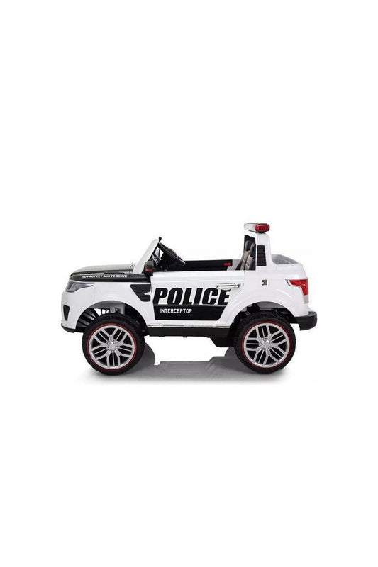 12V Kids Electric Police Rideon Car - White - Marah Kids