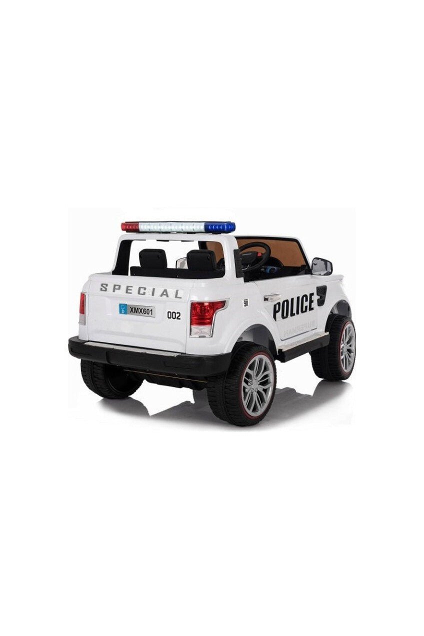 12V Kids Electric Police Rideon Car - White - Marah Kids
