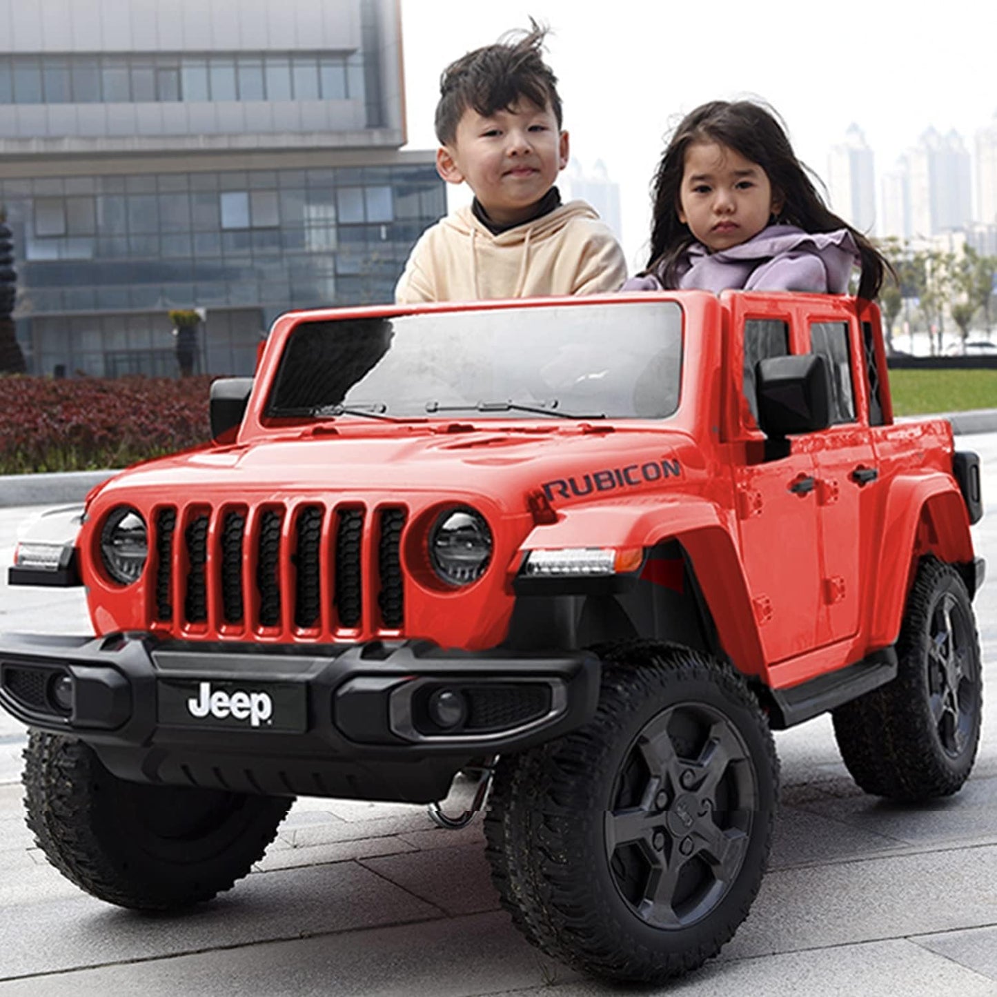 Licensed Battery Operated Jeep Rubicon Kids Car - Red (12V) - Marah Kids