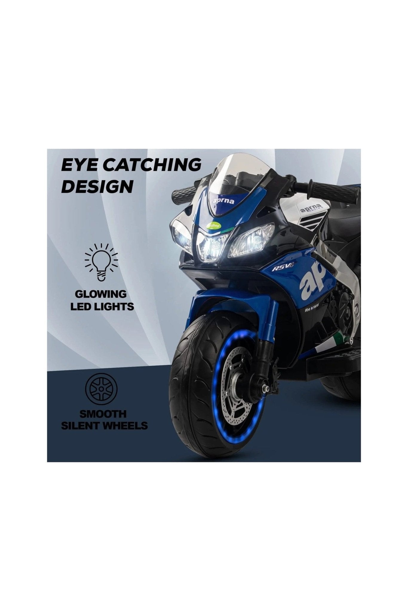 Aprna Two Wheel Kids Motorbike - Blue (12V) - Marah Kids