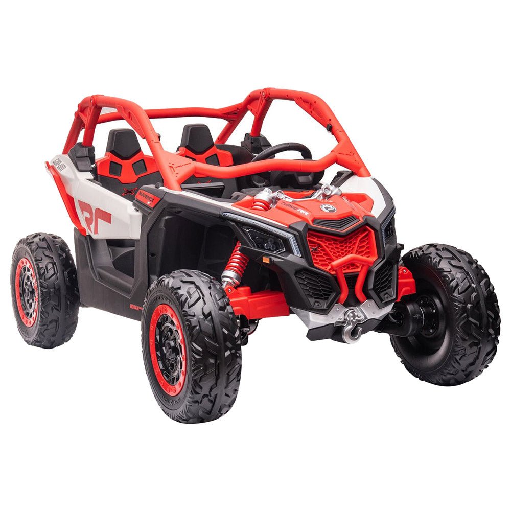 Can Am Maverick Licensed 24V Electric Ride On UTV Buggy, LED Lights, EVA Wheels, MP3, Parental Remote - Red - Marah Kids