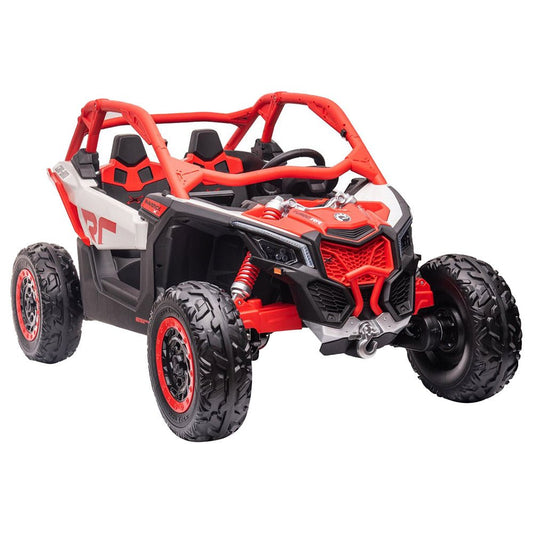Can Am Maverick Licensed 24V Electric Ride On UTV Buggy, LED Lights, EVA Wheels, MP3, Parental Remote - Red - Marah Kids
