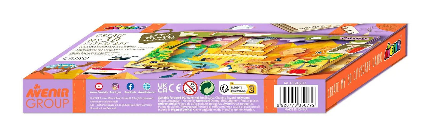 Avenir - Let’s Travel Together 3D Cityscape Puzzle – Cairo Wooden DIY Model Kit - Marah Kids