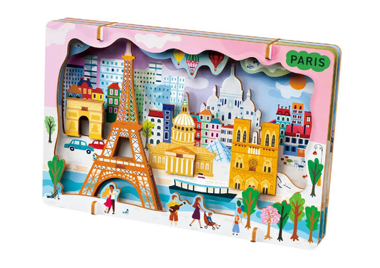 Avenir - Let’s Travel Together 3D Cityscape Puzzle – Paris Wooden DIY Model Kit - Marah Kids
