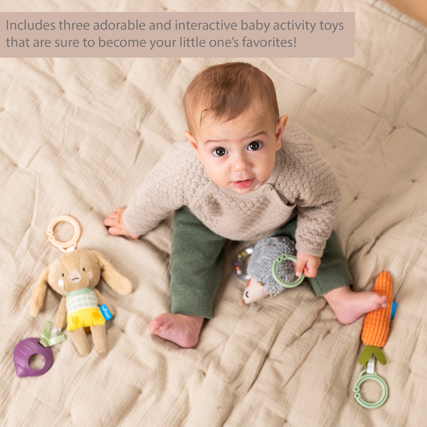 Taf Toys Urban Garden Activity Kit | 3 Plush Sensory Toys for Babies 0M+
