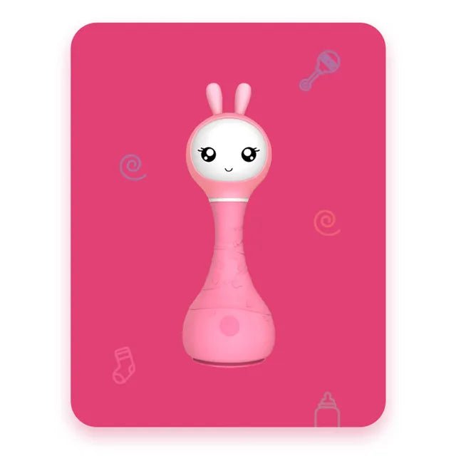 Alilo – Smarty Shake & Tell Rattle, R1 - Smarty Pink | Shake & Tell Rattle, Music, Stories, & Color Learning for Babies | Hi - Fi Sound, Light - Up Ears, USB Charging | 0+ - Marah Kids