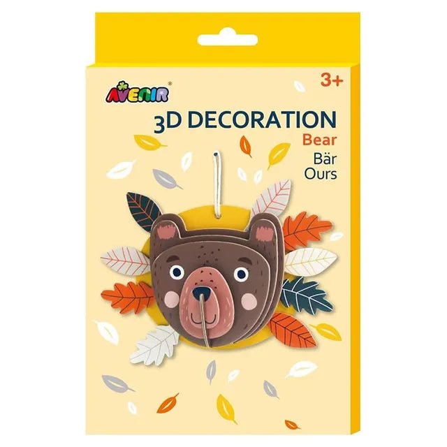 Avenir 3D Decoration - Bear Kit | Turn Your Wall into a Zoo! Create 3D Decorations with Pre - Cut Cardboard Puzzle Pieces | Thoughtful and Creative Gift Option for Kids 3+ - Marah Kids