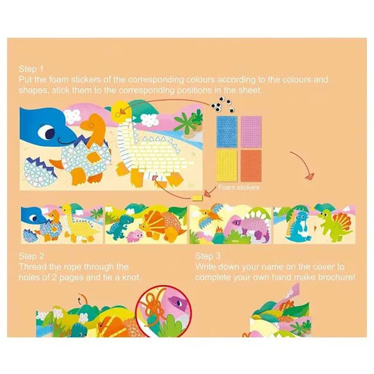 Avenir Create My First Story Book - Dinosaurs | Mosaic Junior Kit: Fun DIY Activity for Kids - Improve Coordination and Perception of Colors | Ideal gift for Kids 3+ - Marah Kids