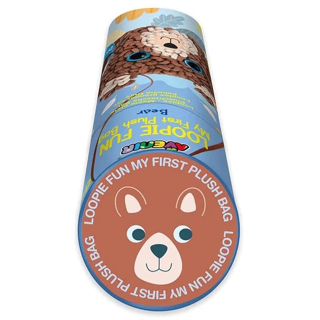Avenir Loopie Fun - My First Plush Bag Kit - Bear| Learn to Sew with Loopies! Complete Kit with Felt, Soft Yarn, Crochet Hook, and Step - by - Step Instructions – Safe & Easy to Use | Kids Aged 3+ - Marah Kids