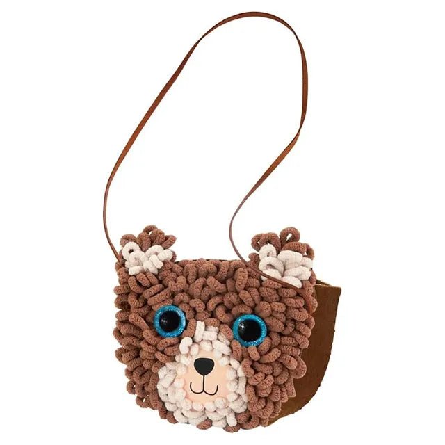 Avenir Loopie Fun - My First Plush Bag Kit - Bear| Learn to Sew with Loopies! Complete Kit with Felt, Soft Yarn, Crochet Hook, and Step - by - Step Instructions – Safe & Easy to Use | Kids Aged 3+ - Marah Kids