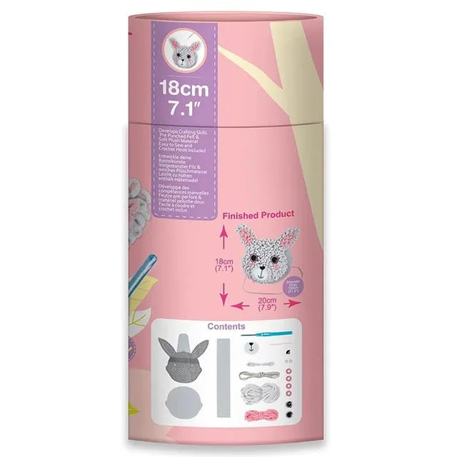 Avenir Loopie Fun - My First Plush Bag Kit - Bunny| Learn to Sew with Loopies! Complete Kit with Felt, Soft Yarn, Crochet Hook, and Step - by - Step Instructions – Safe & Easy to Use | Kids Aged 3+ - Marah Kids