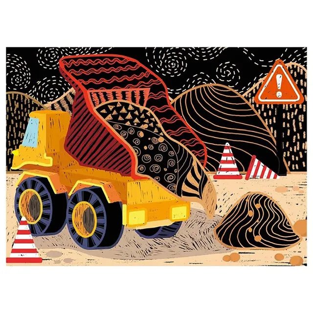 Avenir Scratch Art Kit – Construction | Unleash Creativity with Vibrant Drawings! 4 Themed Scratch Boards and Scratch Tool | Watch Brilliant Colors Unfold, Engaging Activity for Young Artists 3+ - Marah Kids