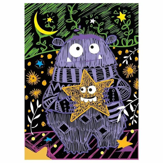Avenir Scratch Art Kit – Monster | Unleash Creativity with Vibrant Drawings! 4 Themed Scratch Boards and Scratch Tool | Watch Brilliant Colors Unfold, Engaging Activity for Young Artists 3+ - Marah Kids