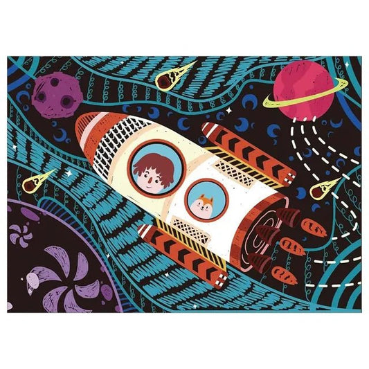 Avenir Scratch Art Kit – Space | Unleash Creativity with Vibrant Drawings! 4 Themed Scratch Boards and Scratch Tool | Watch Brilliant Colors Unfold, Engaging Activity for Young Artists 3+ - Marah Kids