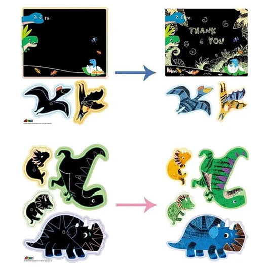 Avenir Scratch - Dinos | Arts & Crafts, Greeting Cards Set | Make Beautiful Greetings Cards | Scratch Art 3+ - Marah Kids