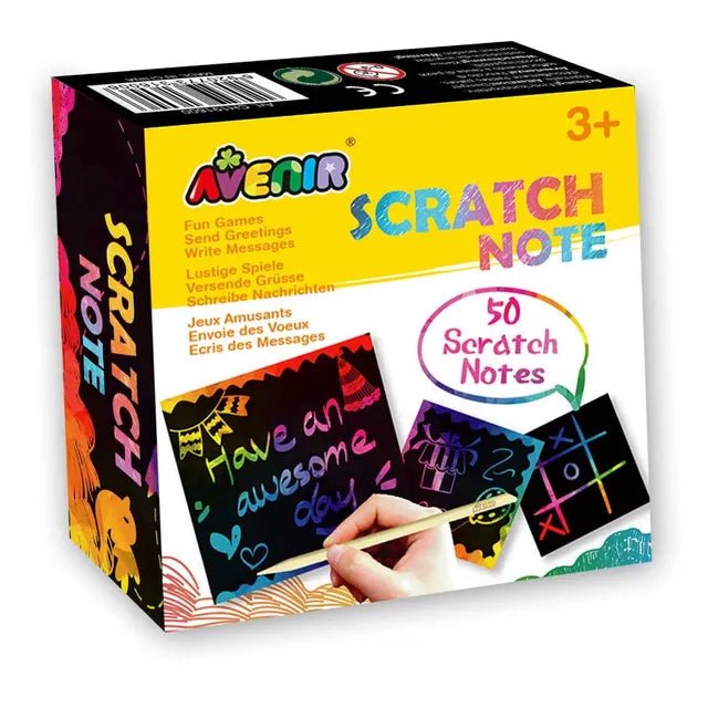 Name Avenir - Scratch Note 50 scratch cards | fantastic way for kids and adults alike to express their creativity! Play fun games like tic - tac - toe/For ages 3 years and up. - Marah Kids