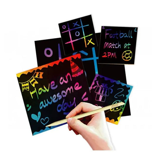 Name Avenir - Scratch Note 50 scratch cards | fantastic way for kids and adults alike to express their creativity! Play fun games like tic - tac - toe/For ages 3 years and up. - Marah Kids
