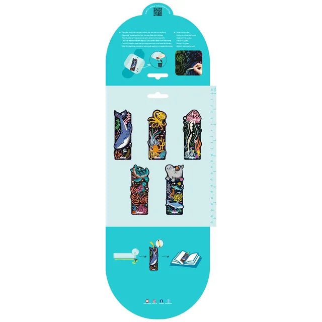 Avenir - Scratch - Sea Animal Bookmarks Multicolour | Includes 5 gorgeous bookmarks with sea animals | Scratch the bookmarks and make them your own design + Ages 3+ - Marah Kids