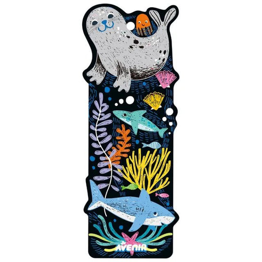 Avenir - Scratch - Sea Animal Bookmarks Multicolour | Includes 5 gorgeous bookmarks with sea animals | Scratch the bookmarks and make them your own design + Ages 3+ - Marah Kids