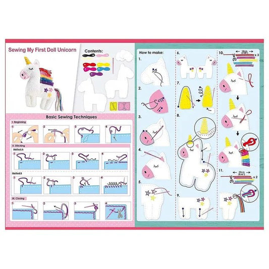 Avenir Sewing My First Doll - Unicorn Kit | Create a Super Soft Unicorn, Develop Motor Skills & Creativity | Safe and Educational - Trusted Art, Learning, and Entertainment for Kids 3+ - Marah Kids