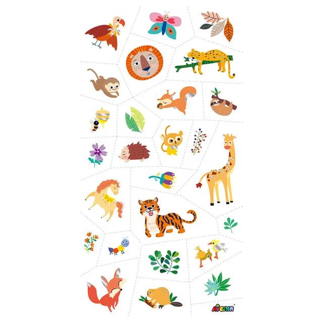 Avenir Tattoo Sticker - Jungle Animal Series | 50pc Set of Temporary Tattoos - High - Quality Water - Based Ink - Safe and Easy to Apply and Remove - Lasts 3 - 5 Days for Kids 3+ - Marah Kids