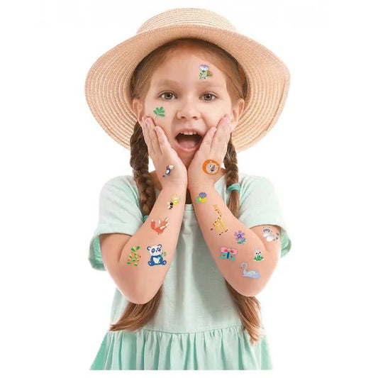Avenir Tattoo Sticker - Jungle Animal Series | 50pc Set of Temporary Tattoos - High - Quality Water - Based Ink - Safe and Easy to Apply and Remove - Lasts 3 - 5 Days for Kids 3+ - Marah Kids