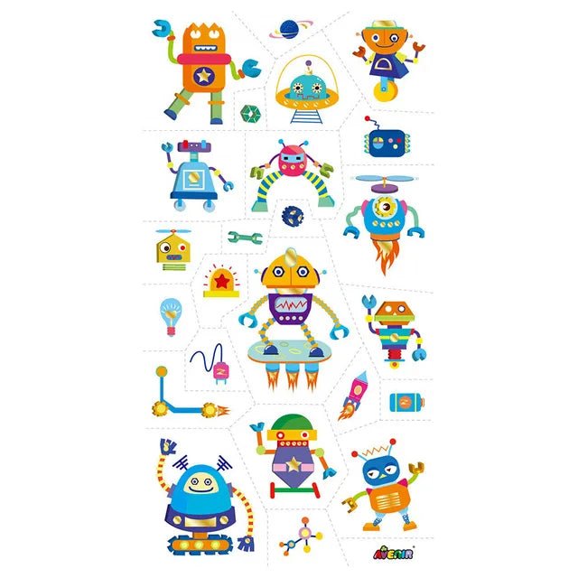 Avenir Tattoo Sticker - Robot | 50pc Set of Temporary Tattoos - High - Quality Water - Based Ink - Safe and Easy to Apply and Remove - Lasts 3 - 5 Days for Kids 3+ - Marah Kids