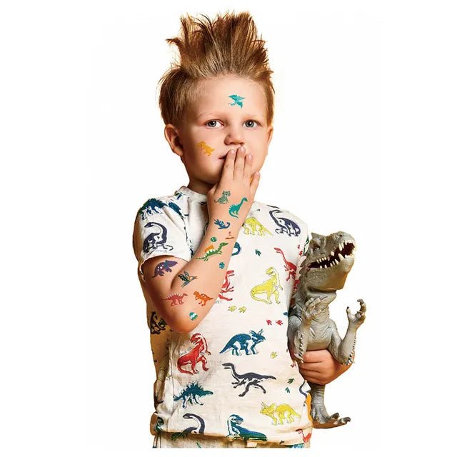 Avenir Tattoo Sticker - Dino | 52pc Set of Temporary Tattoos - High - Quality Water - Based Ink - Safe and Easy to Apply and Remove - Lasts 3 - 5 Days for Kids 3+ - Marah Kids
