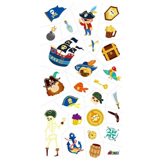 Avenir Tattoo Sticker - Pirate | 52pc Set of Temporary Tattoos - High - Quality Water - Based Ink - Safe and Easy to Apply and Remove - Lasts 3 - 5 Days for Kids 3+ - Marah Kids
