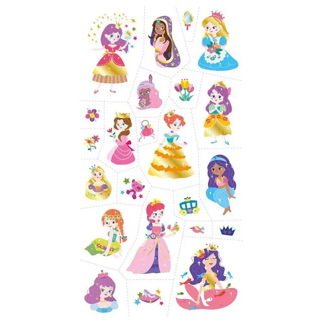Avenir Tattoo Sticker - Princess | 52pc Set of Temporary Tattoos - High - Quality Water - Based Ink - Safe and Easy to Apply and Remove - Lasts 3 - 5 Days for Kids 3+ - Marah Kids