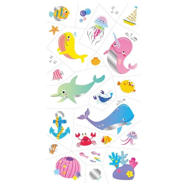Avenir Tattoo Sticker - Sea Animal | 52pc Set of Temporary Tattoos - High - Quality Water - Based Ink - Safe and Easy to Apply and Remove - Lasts 3 - 5 Days for Kids 3+ - Marah Kids